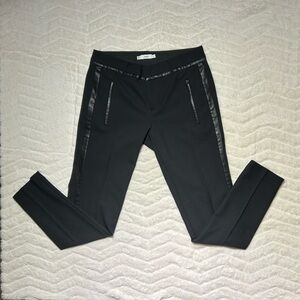 Vince Black Dress Pants with Leather Accents